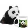 Cadeauset kind - Panda knuffel 15 cm en Drinkbeker/mol Panda 300 ml - Knuffeldier