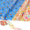 Sinterklaas inpakpapier/cadeaupapier 6x rollen en 50 naam stickers - Cadeaupapier