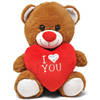 Donker bruine pluche knuffelbeer/teddybeer met I love you hartje 30 cm - Knuffelberen