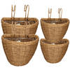 Set van 4x stuks balkonmanden/plantenmanden/plantenbakken bruin rotan 42 en 38 cm - Plantenbakken