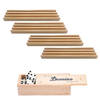 4x Dominostenenhouder met domino spel in houten doos 28x stenen - Speelkaarthouders