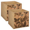 2x stuks opbergmand/kastmand 29 liter beige linnen/bamboe 31 x 31 x 31 cm - Opbergmanden