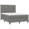 vidaXL Boxspring met matras en LED stof donkergrijs 140x190 cm