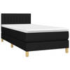 vidaXL Boxspring met matras stof zwart 90x190 cm