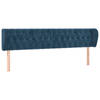 vidaXL Hoofdbord met randen 183x23x78/88 cm fluweel donkerblauw