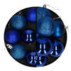 Kerstballen 28x stuks blauw 5 en 6 cm kunststof - Kerstbal