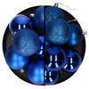 Kerstballen 18x stuks blauw 6 en 8 cm kunststof - Kerstbal