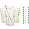 Set van 4x longdrink glazen en 100x duurzame papieren rietjes - 360 ml - Drinkglazen
