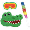 Verjaardag Pinata Krokodil van 42 cm set met stok en masker - Pinatas