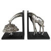 Clayre & Eef Boekensteunen set van 2 Giraf 30x10x18 cm Zilverkleurig Kunststof Boekenhouders Zilverkleurig