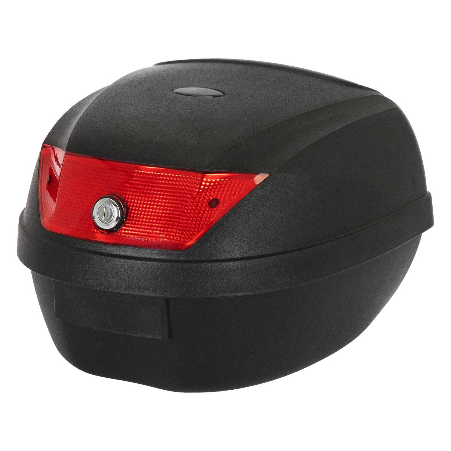 Motorkoffer zwart met rode reflector, 36L, voor 1 helm