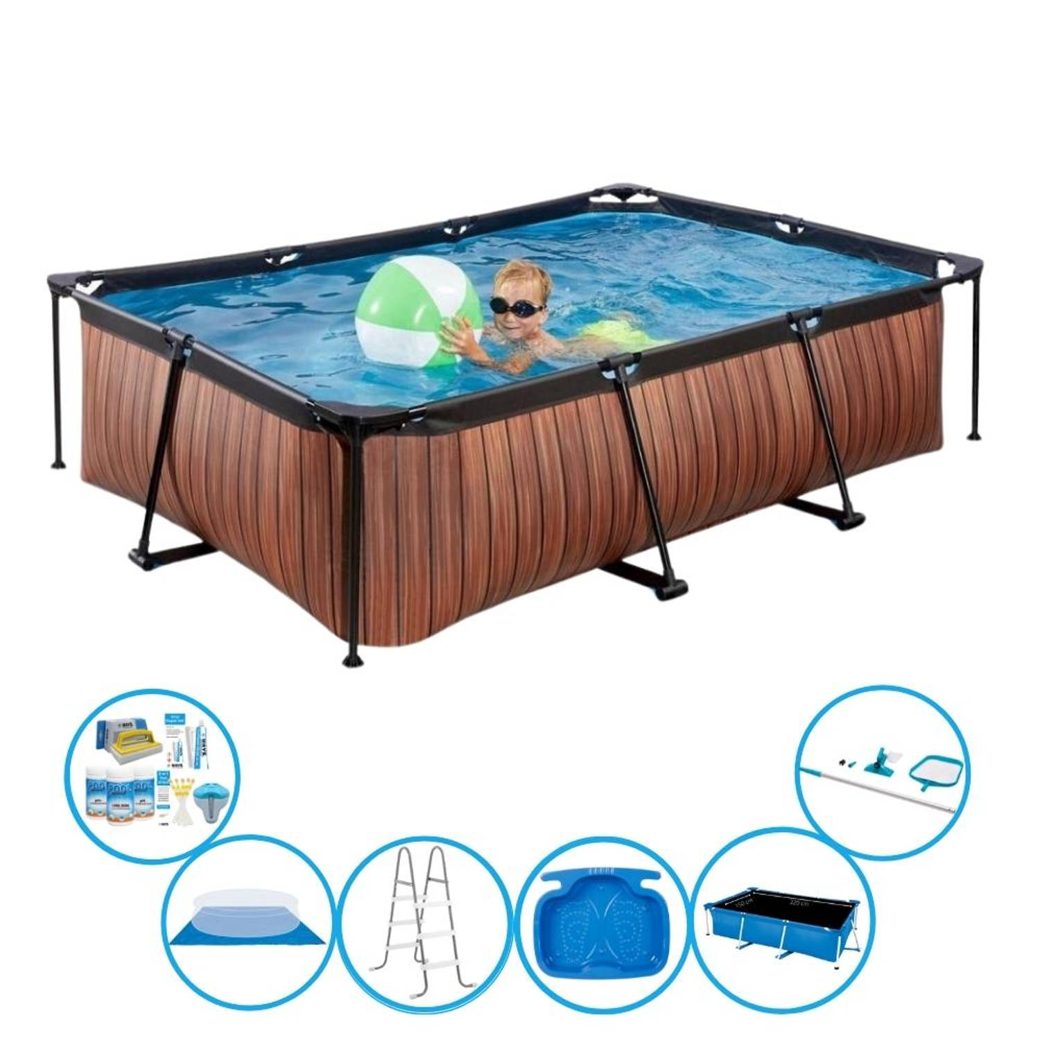 EXIT Zwembad Timber Style - Frame Pool 220x150x60 cm - Super Set