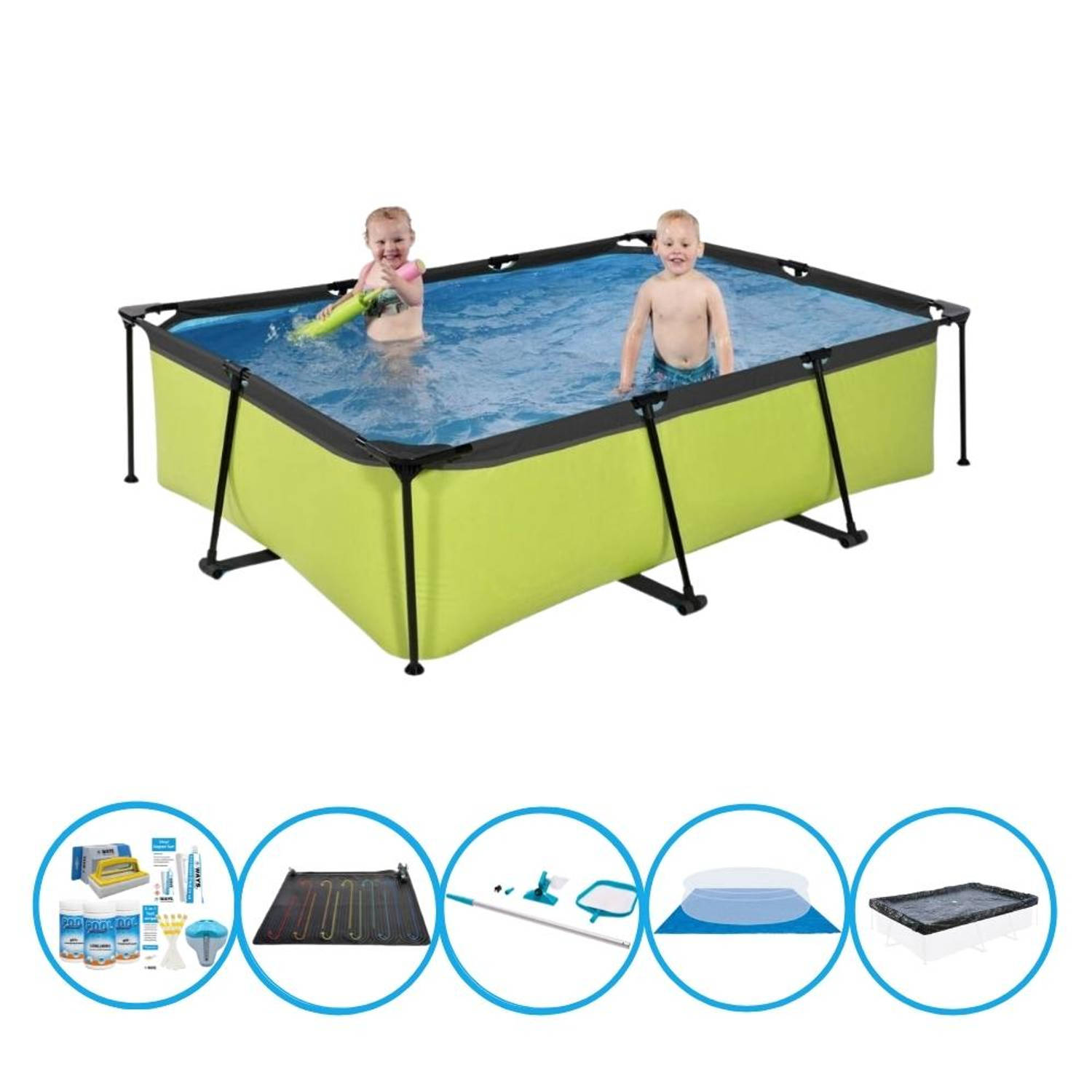 Exit Zwembad Lime Frame Pool 220x150x60 Cm Inclusief Accessoires