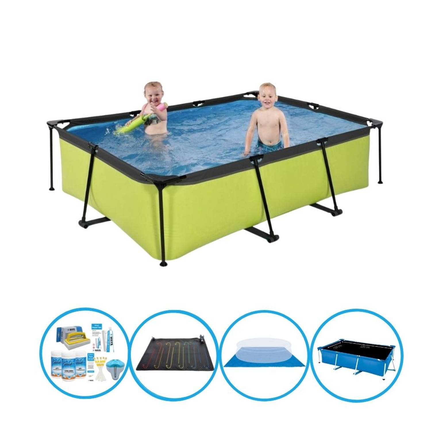 EXIT Zwembad Lime - Frame Pool 220x150x60 cm - Combi Deal