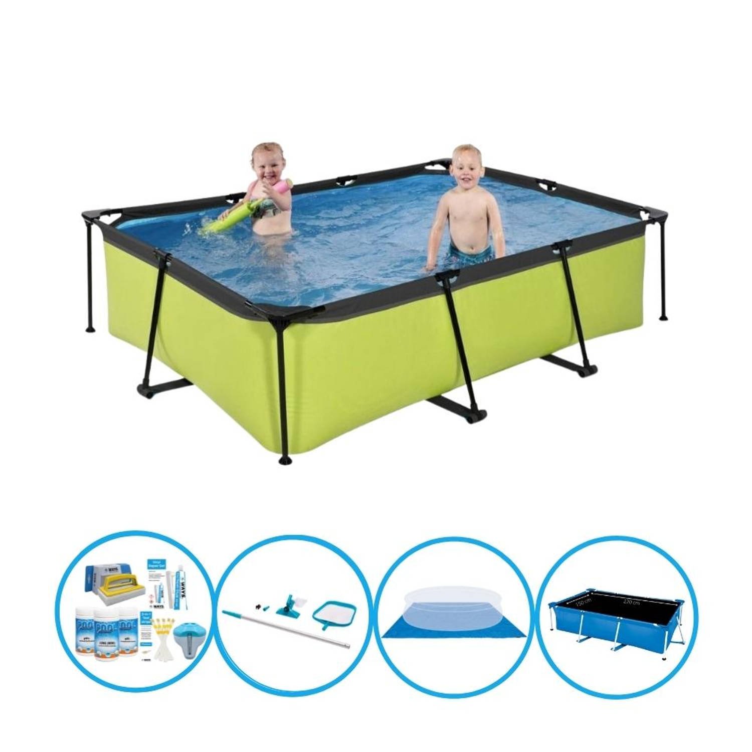 EXIT Zwembad Lime - Frame Pool 220x150x60 cm - Zwembad Deal