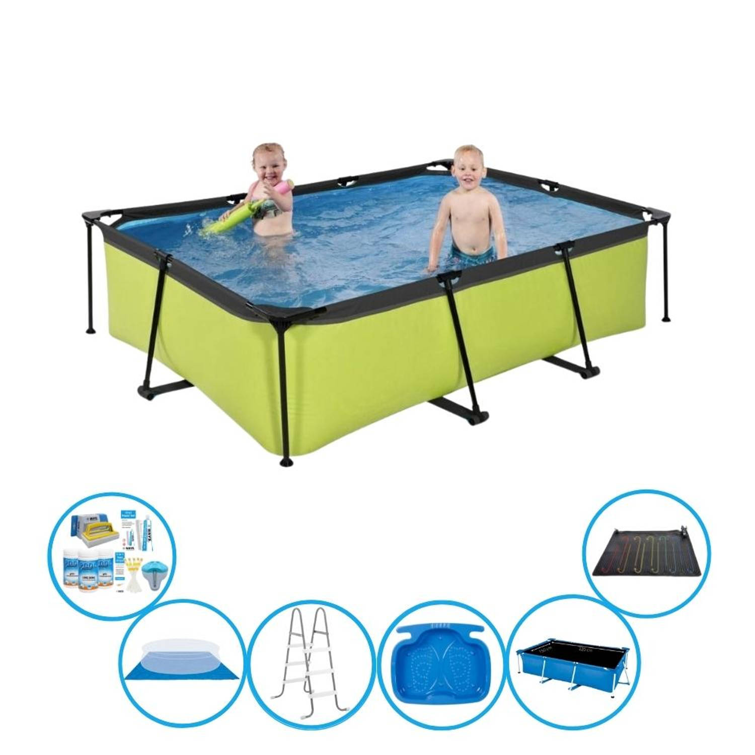 EXIT Zwembad Lime - Frame Pool 220x150x60 cm - Plus toebehoren