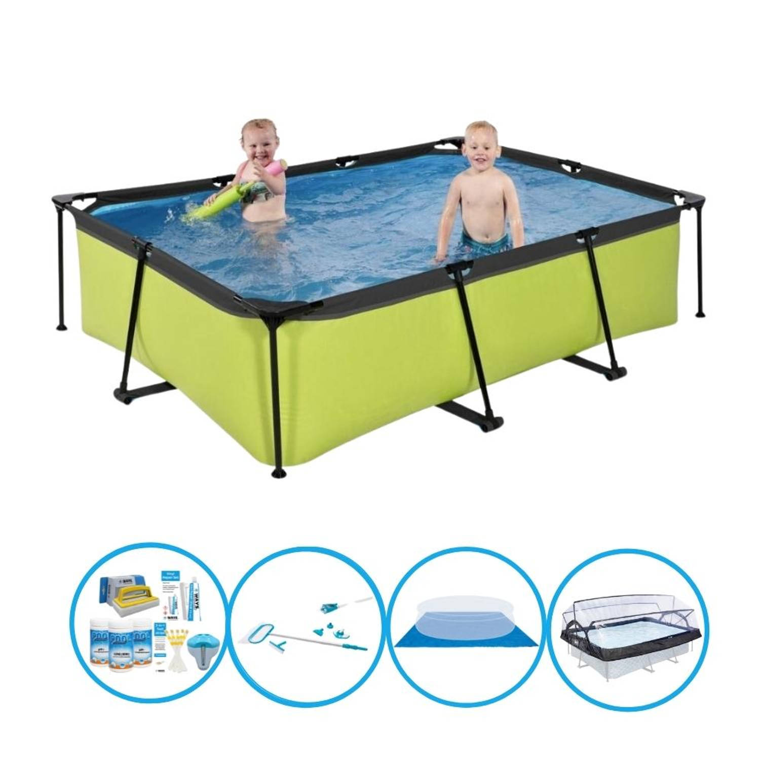 EXIT Zwembad Lime - 220x150x60 cm - Frame Pool - Compleet zwembadpakket