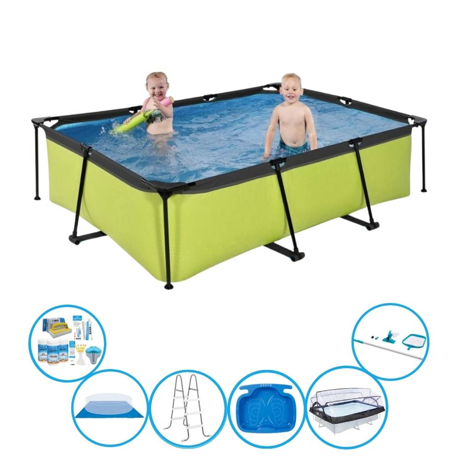 EXIT Zwembad Lime - 220x150x60 cm - Frame Pool - Met toebehoren