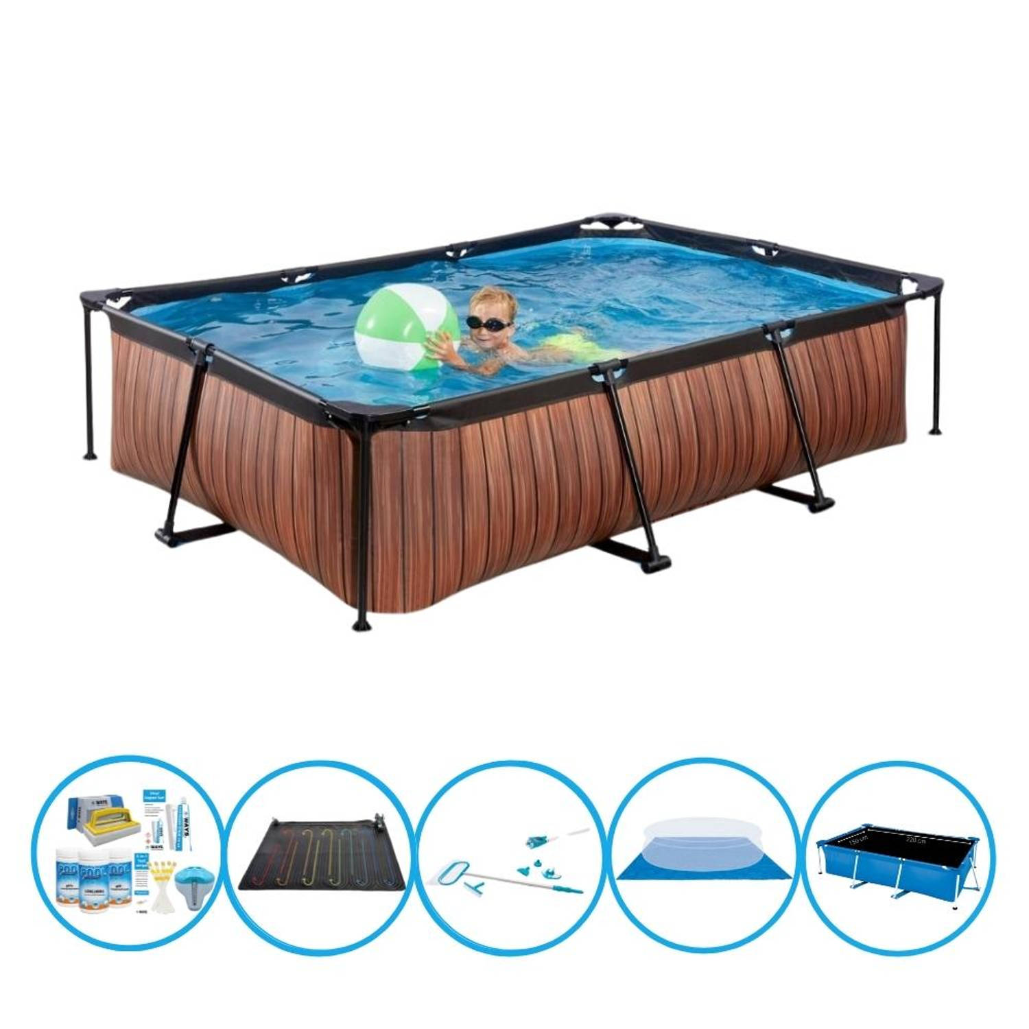 EXIT Zwembad Timber Style - Frame Pool 300x200x65 cm - Bundelpakket