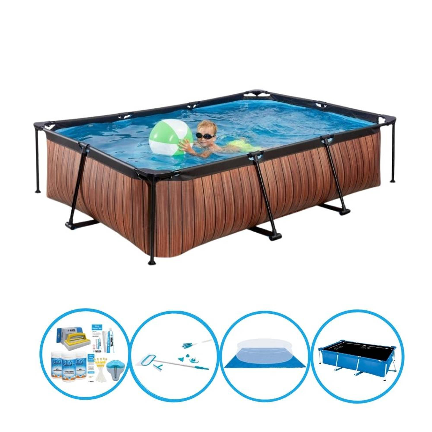 EXIT Zwembad Timber Style - Frame Pool 300x200x65 cm - Plus accessoires