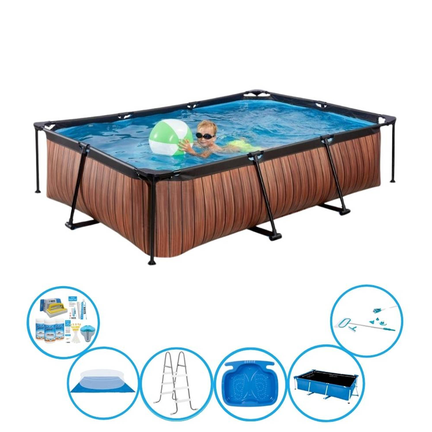 EXIT Zwembad Timber Style Frame Pool 300x200x65 cm Zwembad Super Set