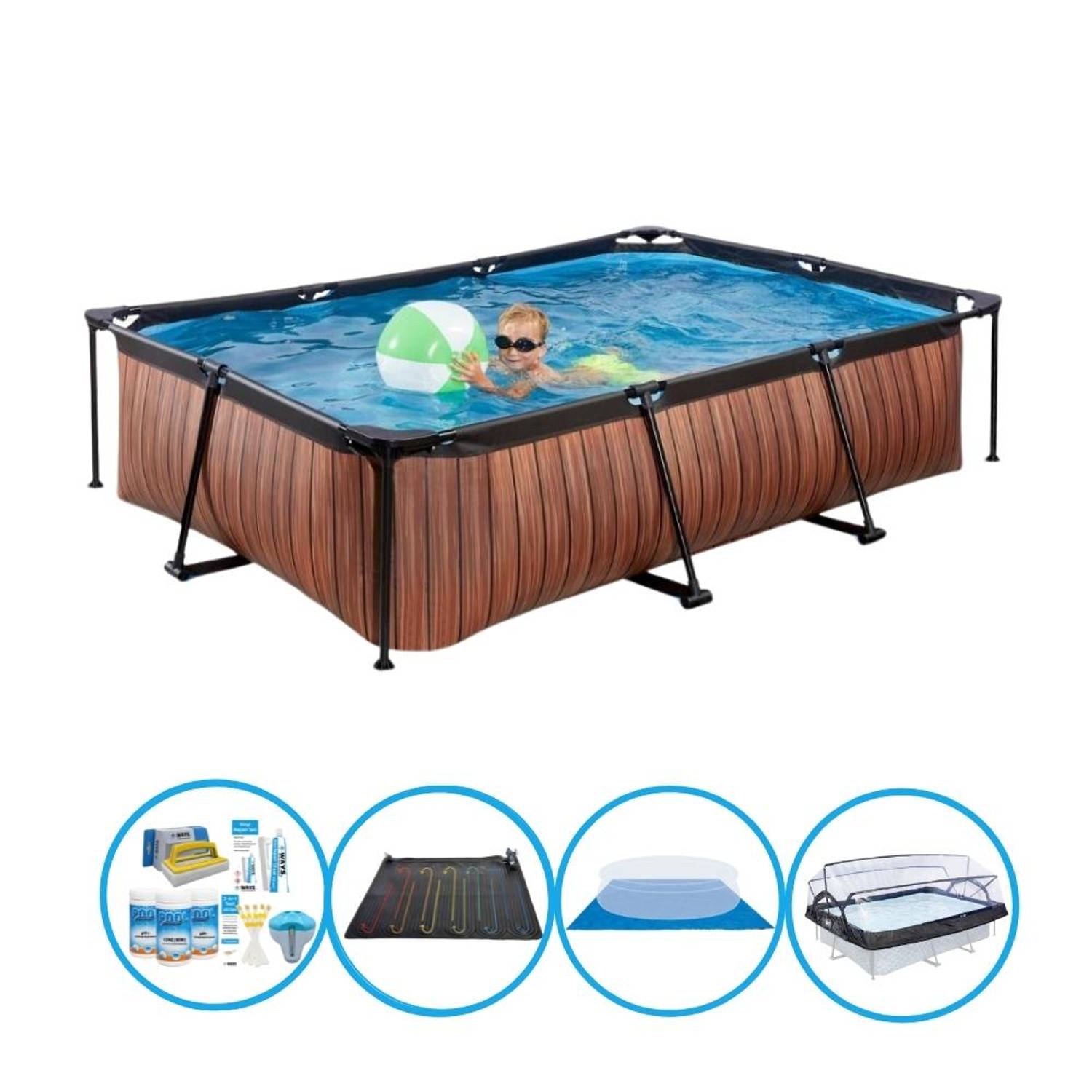 EXIT Zwembad Timber Style - 300x200x65 cm - Frame Pool - Met bijbehorende accessoires