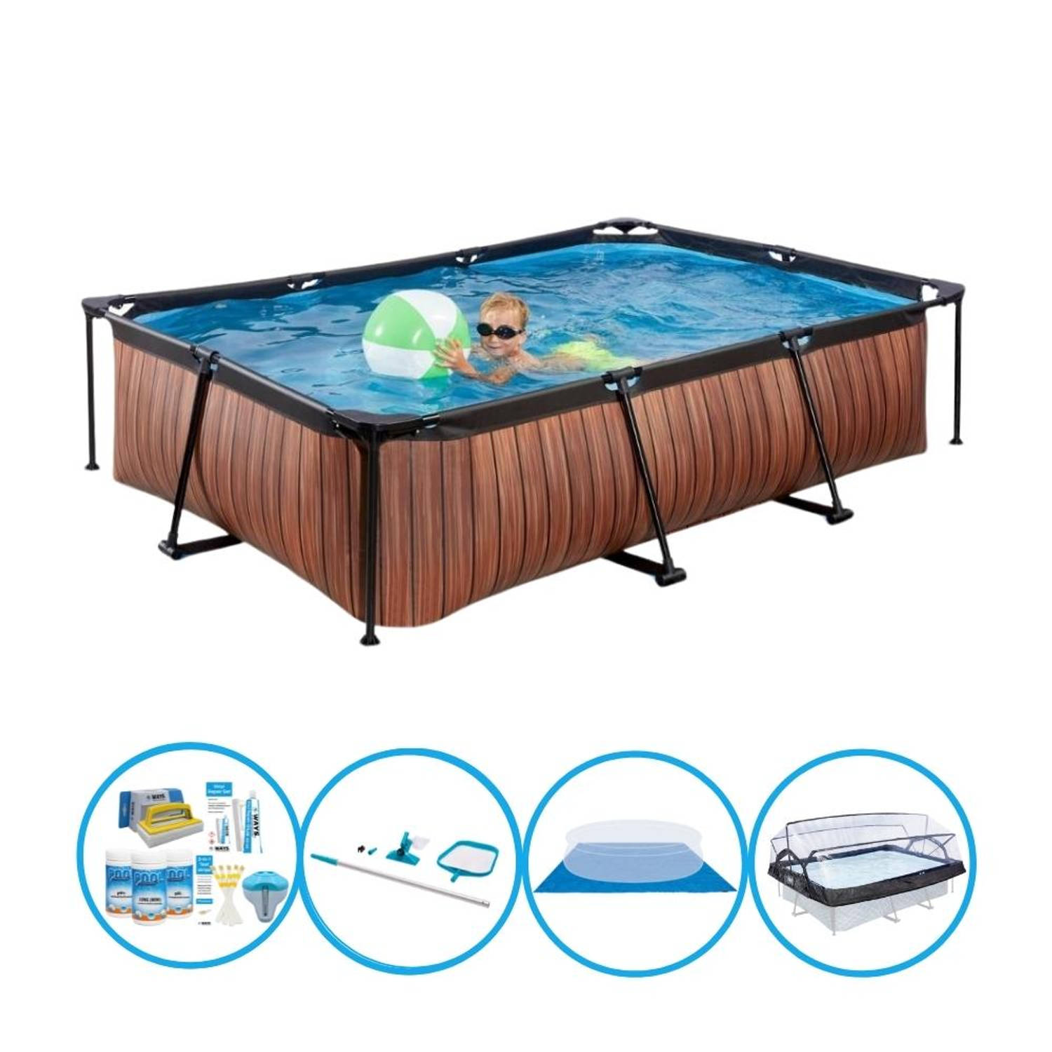 EXIT Zwembad Timber Style - 300x200x65 cm - Frame Pool - Zwembadpakket