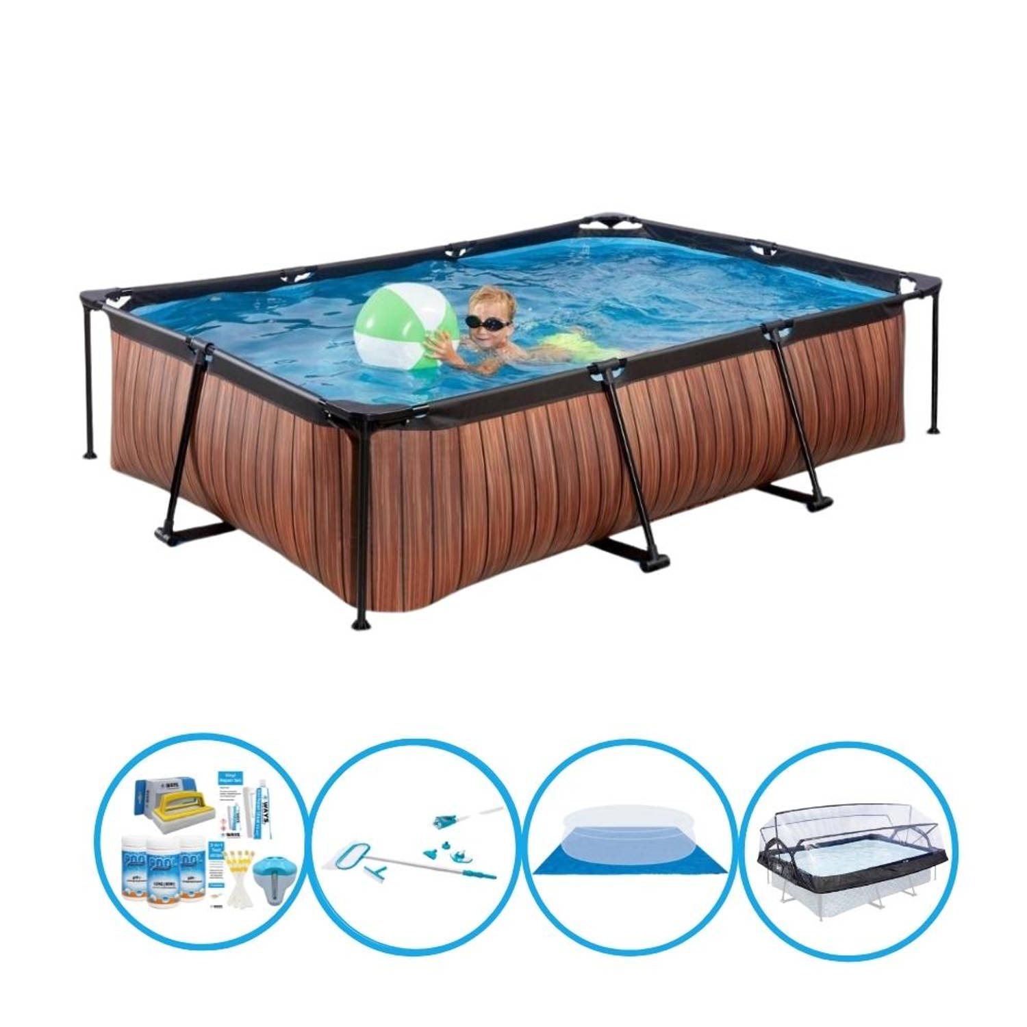 EXIT Zwembad Timber Style - 300x200x65 cm - Frame Pool - Compleet zwembadpakket