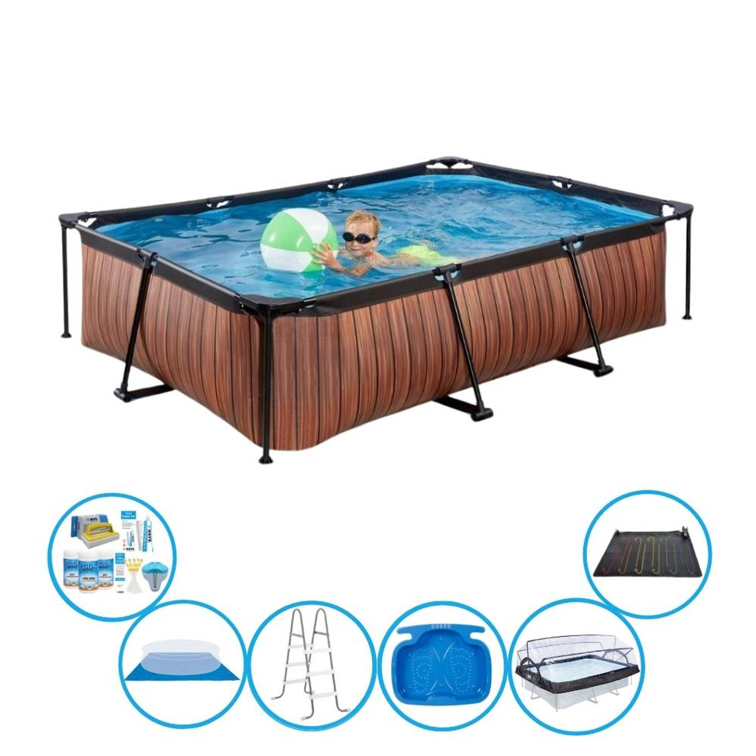 EXIT Zwembad Timber Style - 300x200x65 cm - Frame Pool - Inclusief toebehoren