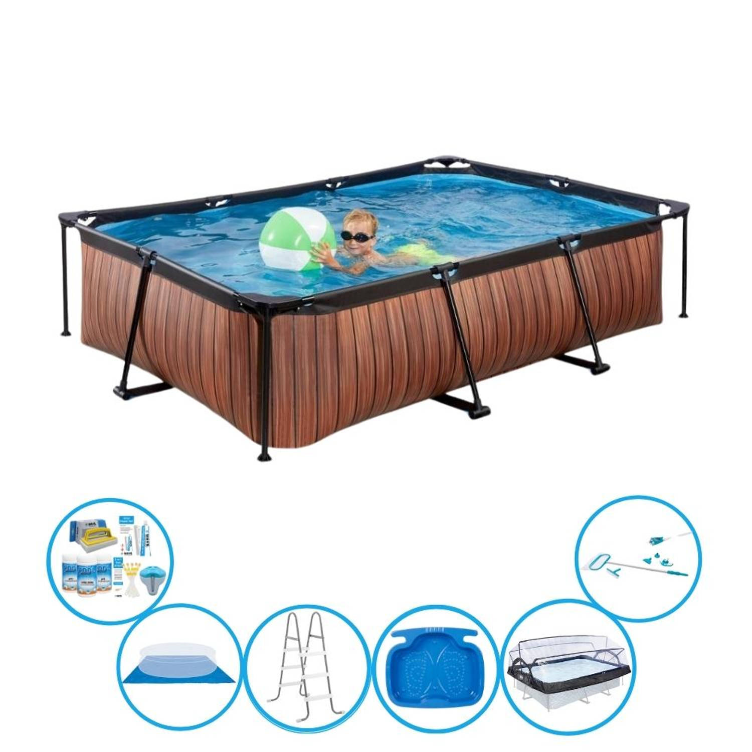 EXIT Zwembad Timber Style - 300x200x65 cm - Frame Pool - Zwembadset