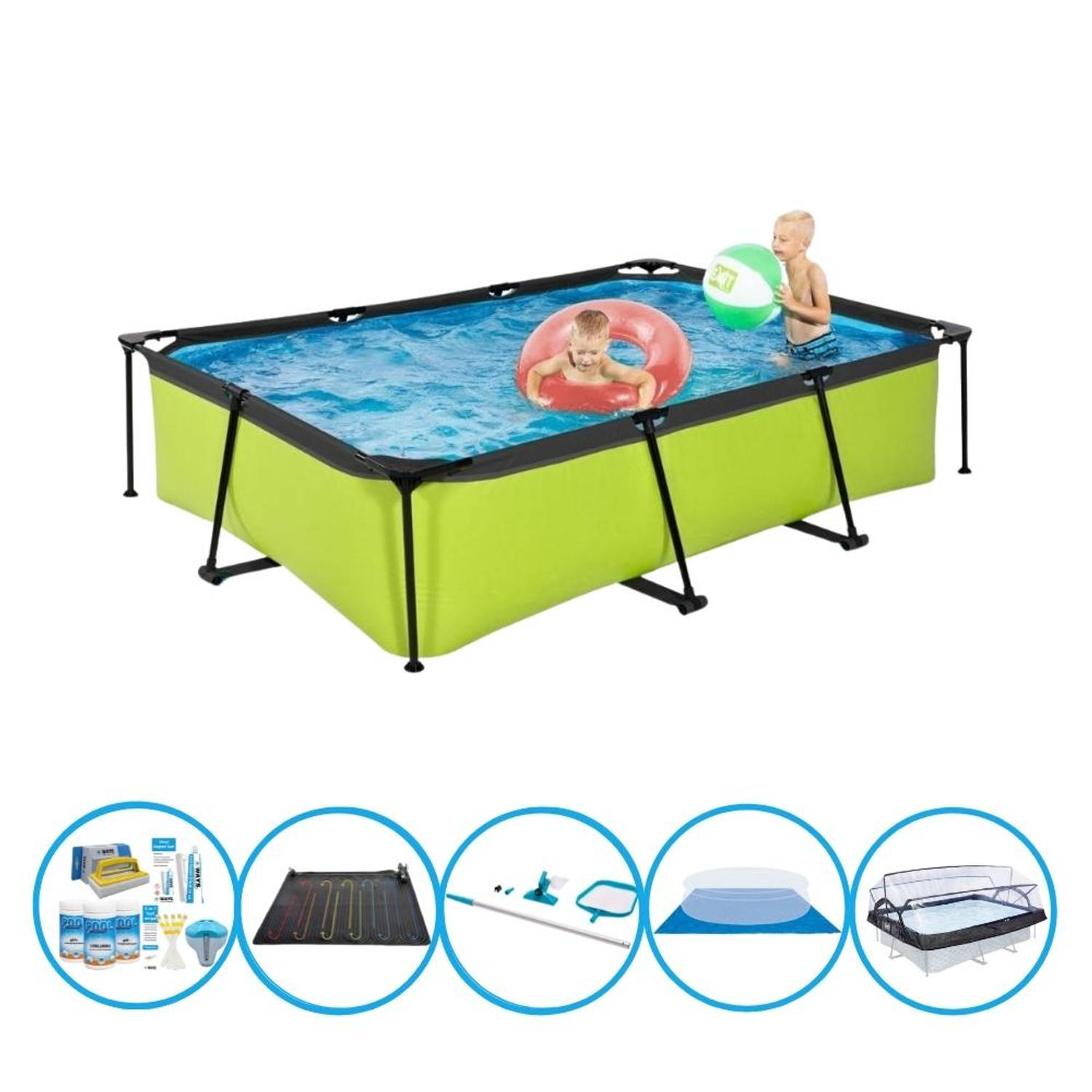EXIT Zwembad Lime - 300x200x65 cm - Frame Pool - Inclusief accessoires