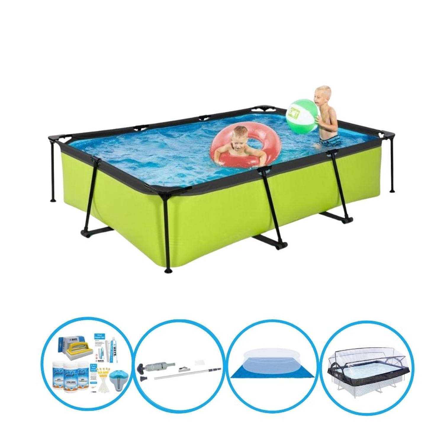 EXIT Zwembad Lime - 300x200x65 cm - Frame Pool - Complete zwembadset