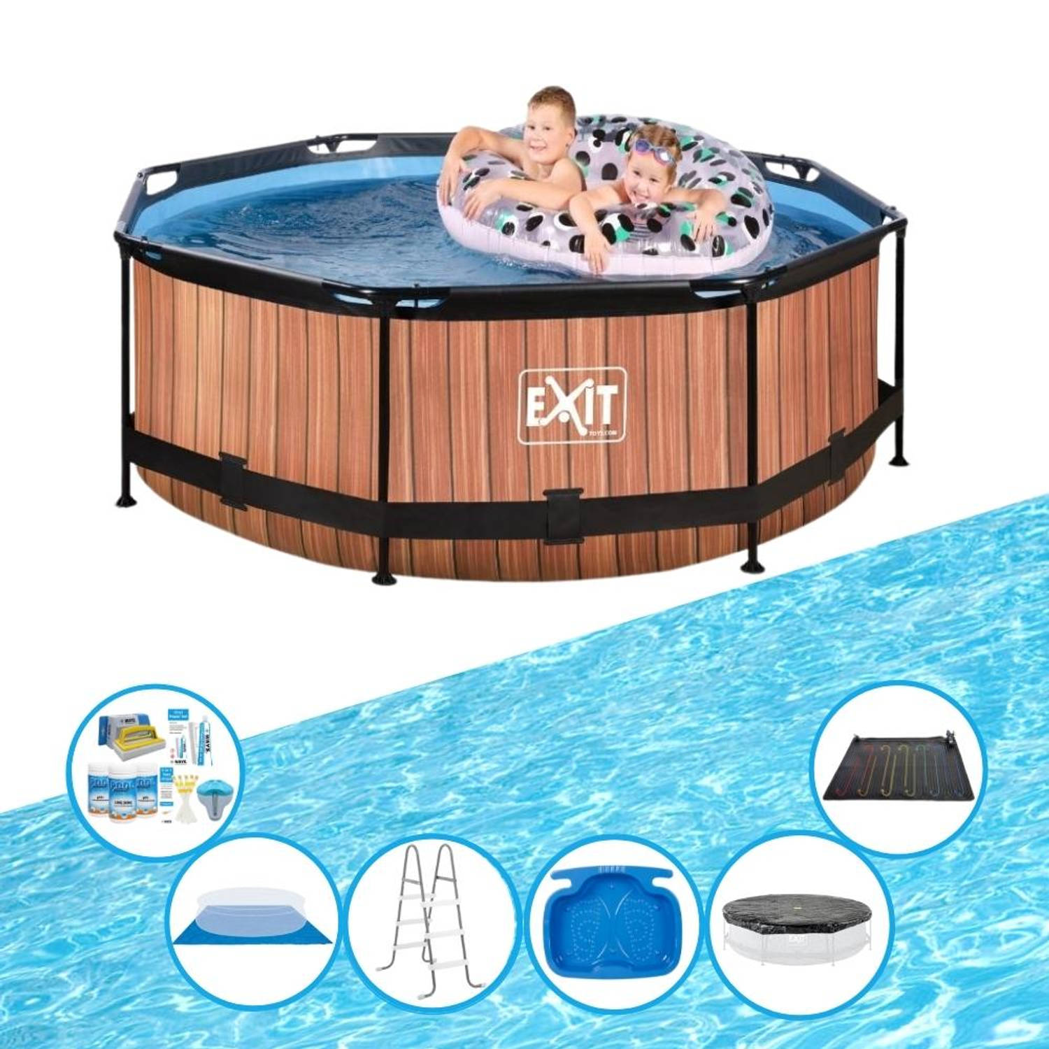 EXIT Zwembad Timber Style - Frame Pool ø244x76cm - Inclusief toebehoren