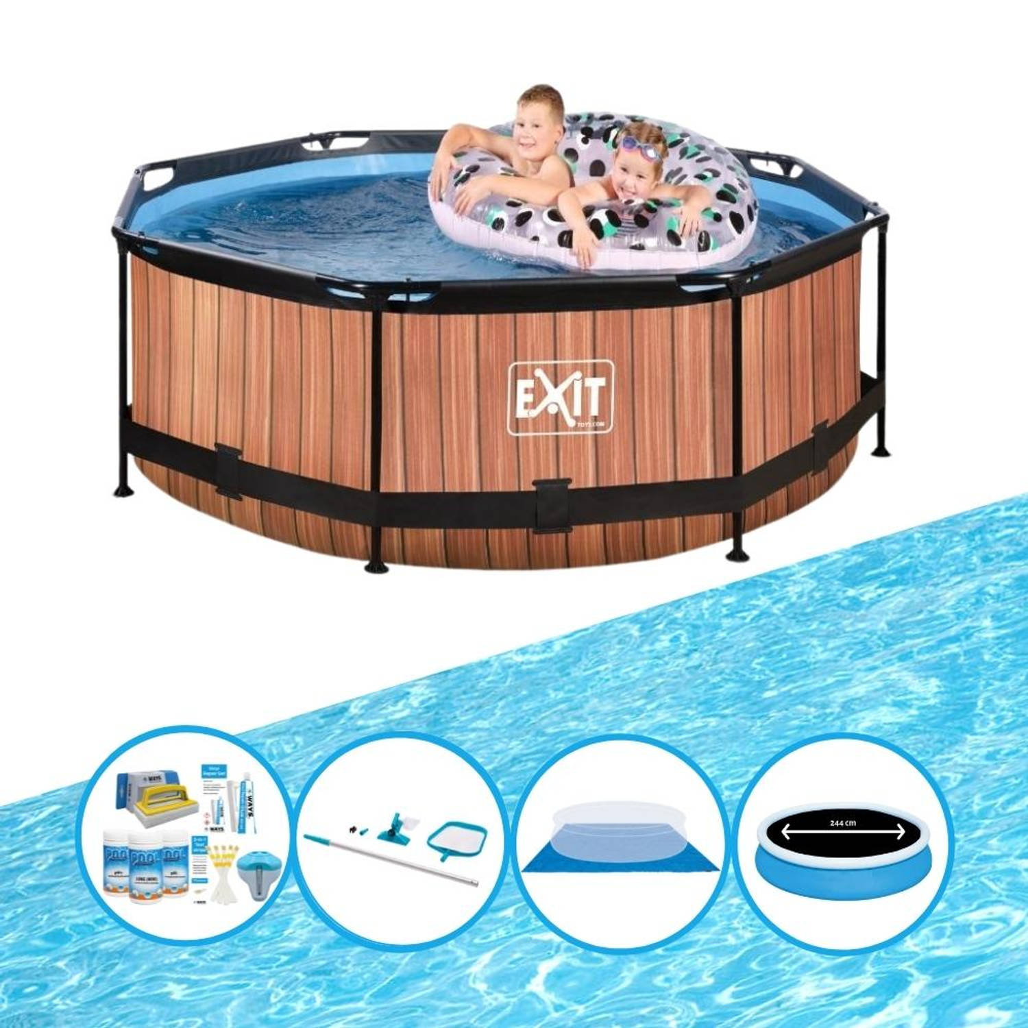 EXIT Zwembad Timber Style Frame Pool ø244x76cm Zwembad Deal