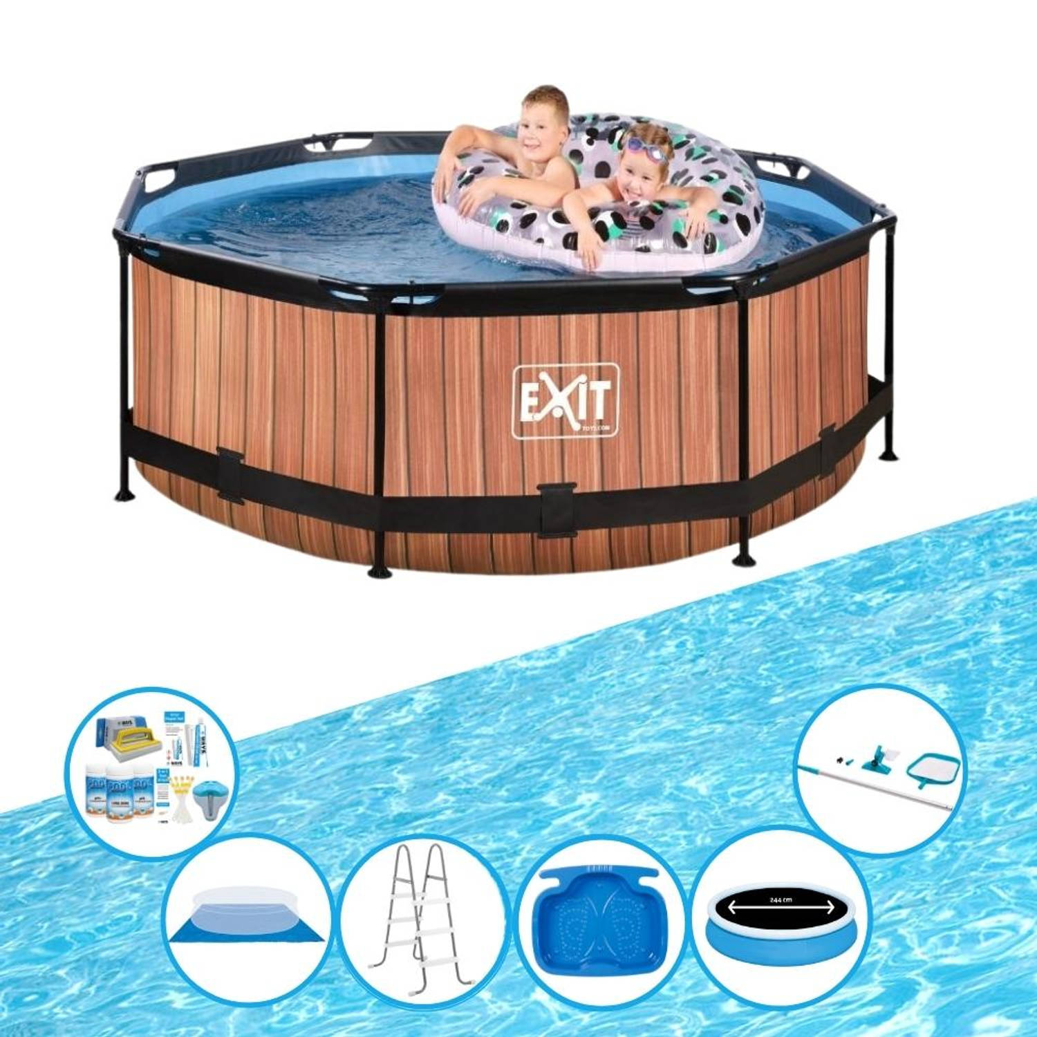 EXIT Zwembad Timber Style - Frame Pool ø244x76cm - Super Set