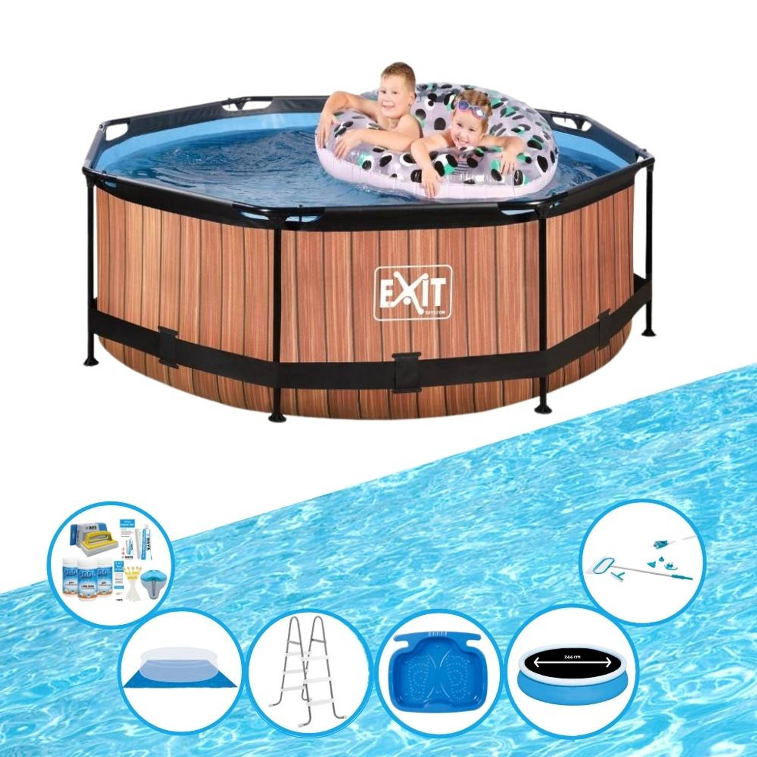 EXIT Zwembad Timber Style - Frame Pool ø244x76cm - Zwembad Super Set