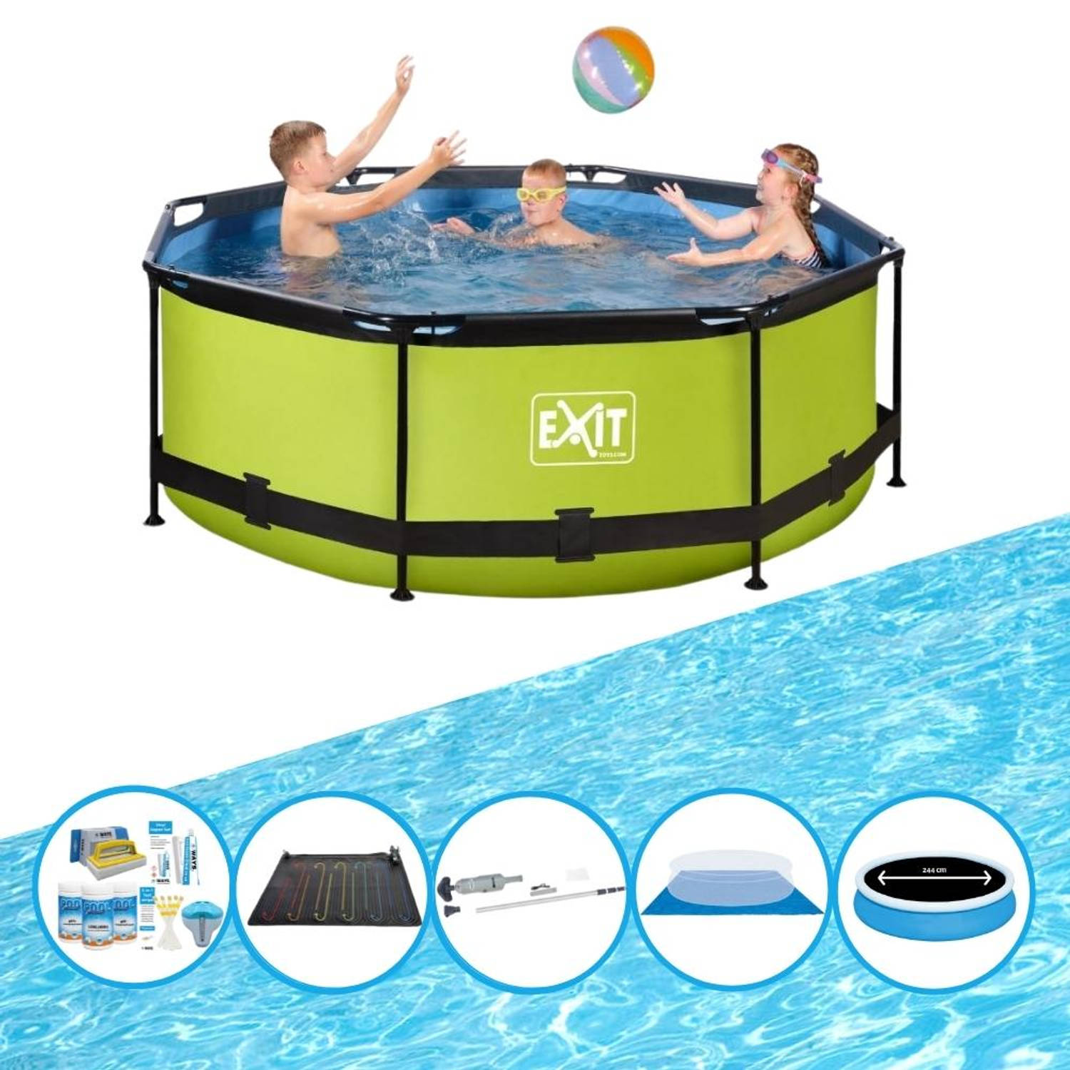 EXIT Zwembad Lime - Frame Pool ø244x76cm - Zwembad Combi Deal