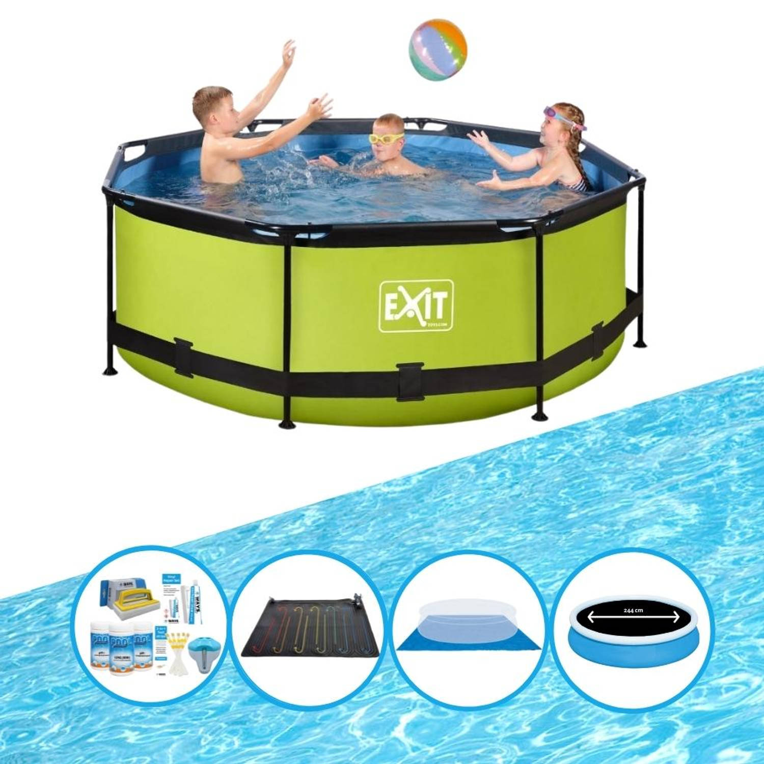 EXIT Zwembad Lime - Frame Pool ø244x76cm - Combi Deal