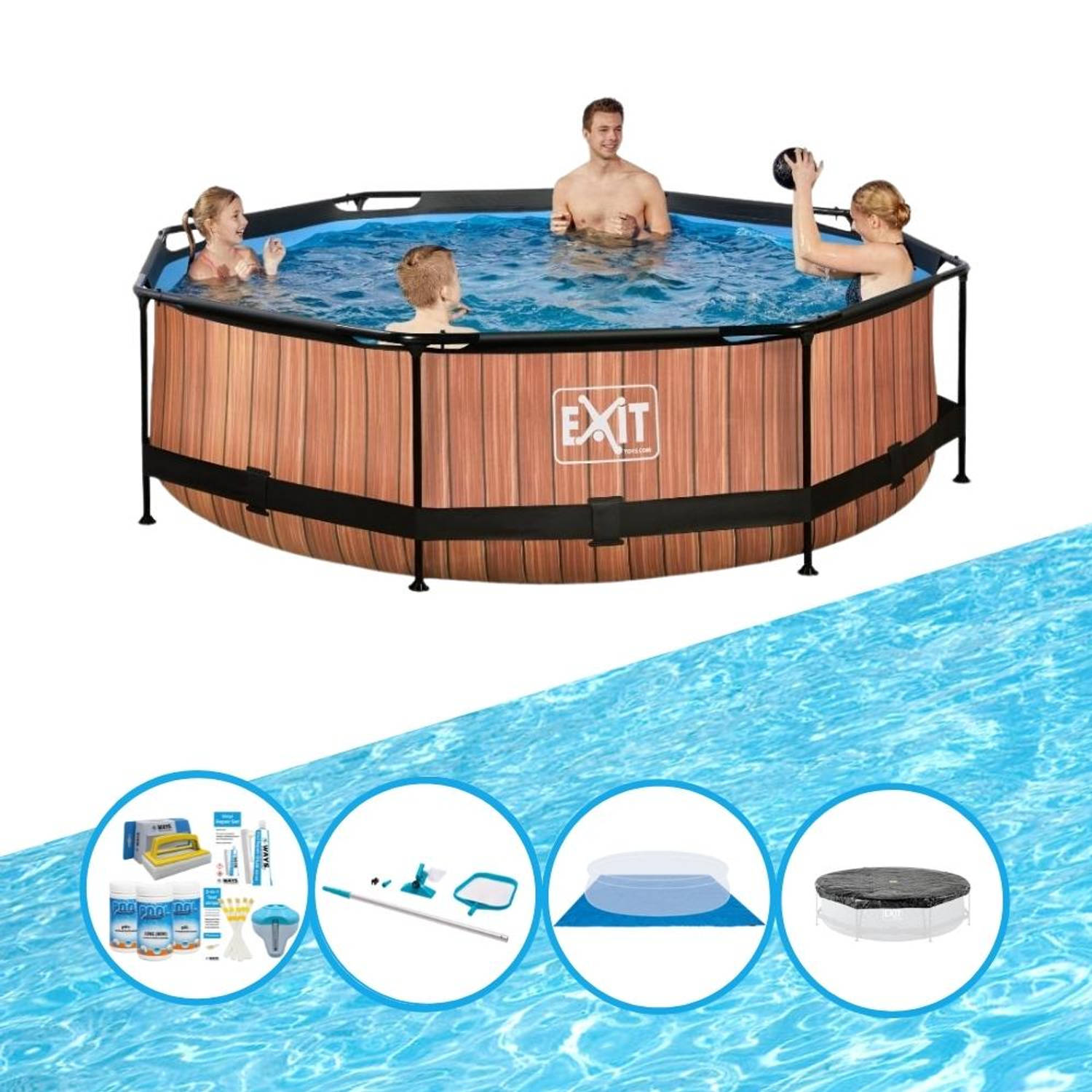 EXIT Zwembad Timber Style - Frame Pool ø300x76cm - Zwembadpakket