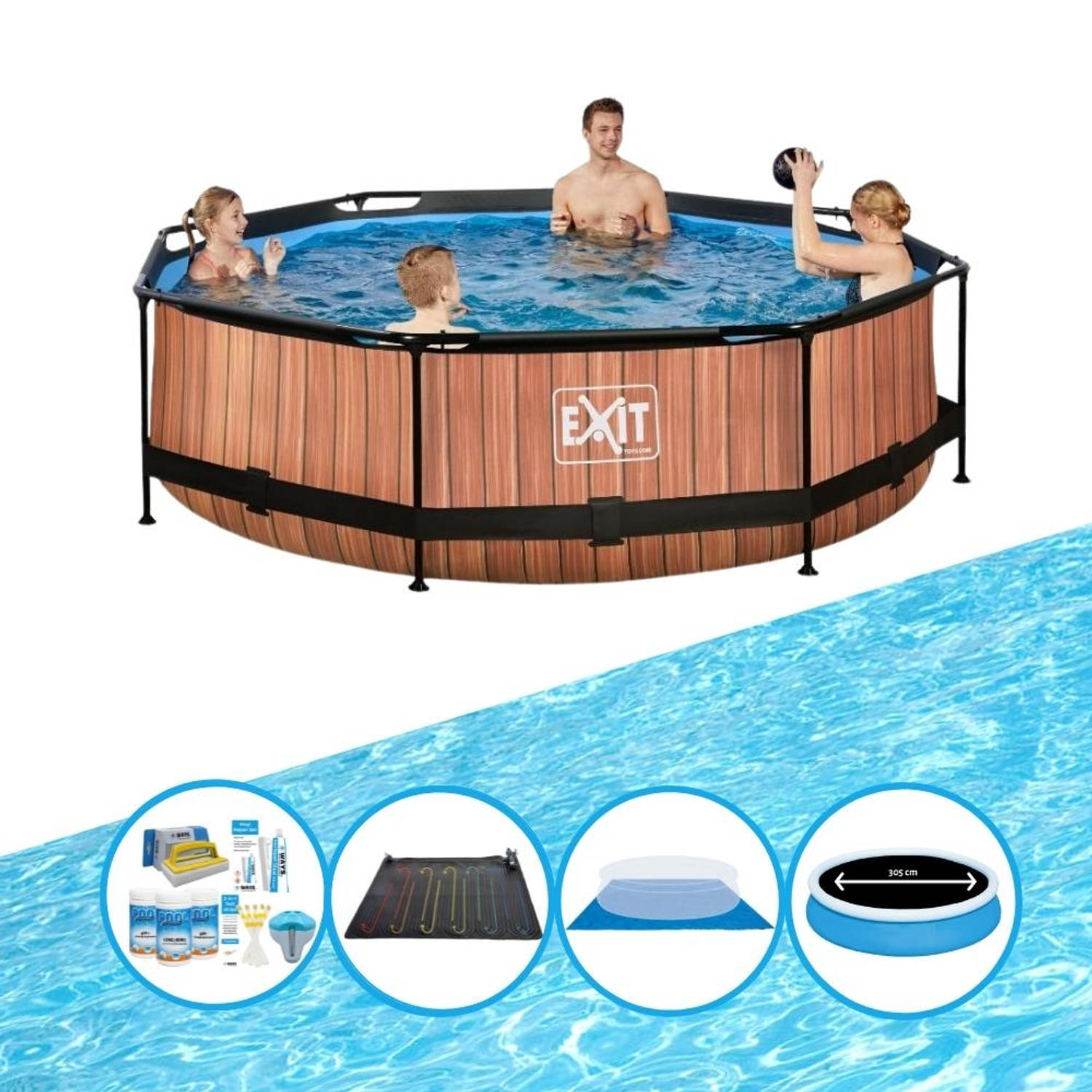 EXIT Zwembad Timber Style - Frame Pool ø300x76cm - Combi Deal