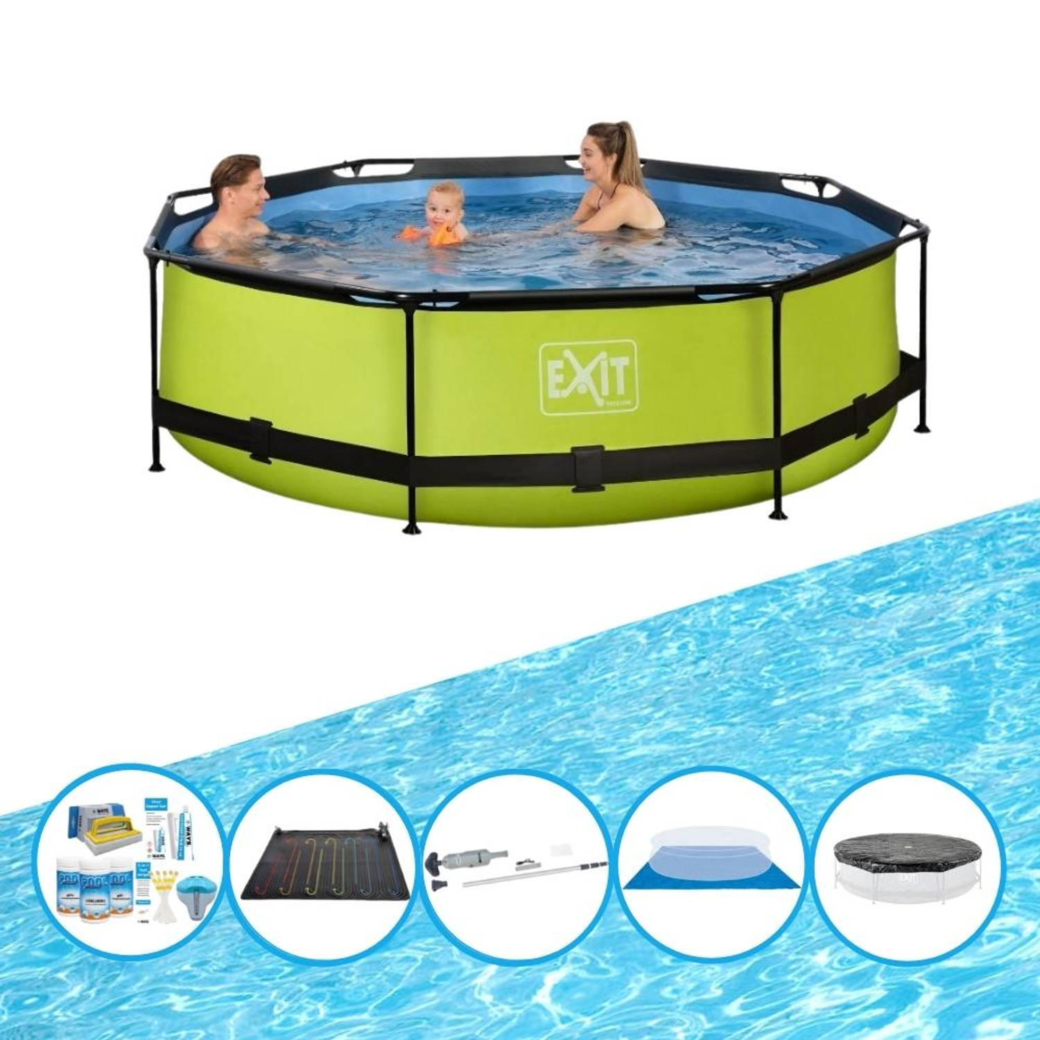 EXIT Zwembad Lime - Frame Pool ø300x76cm - Met accessoires