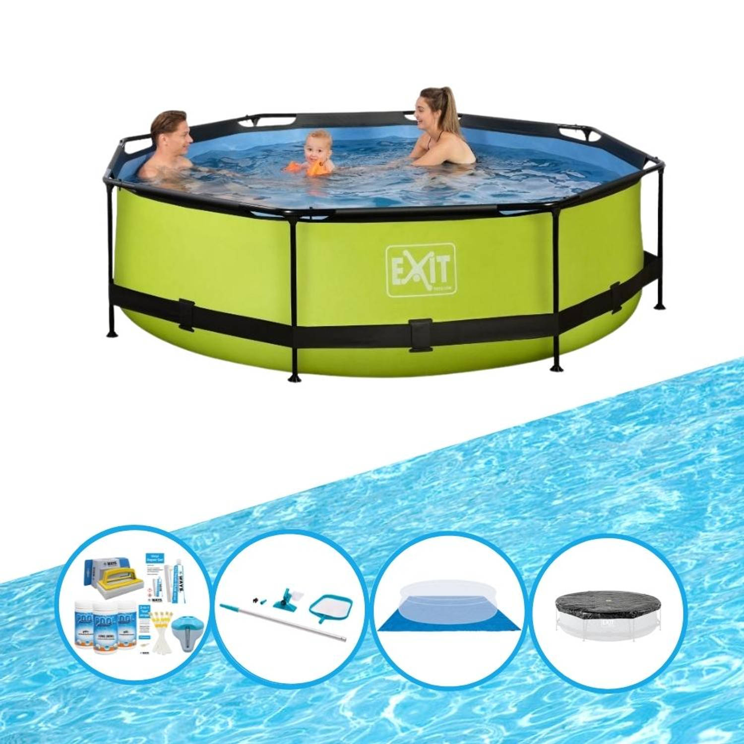 EXIT Zwembad Lime - Frame Pool ø300x76cm - Zwembadpakket