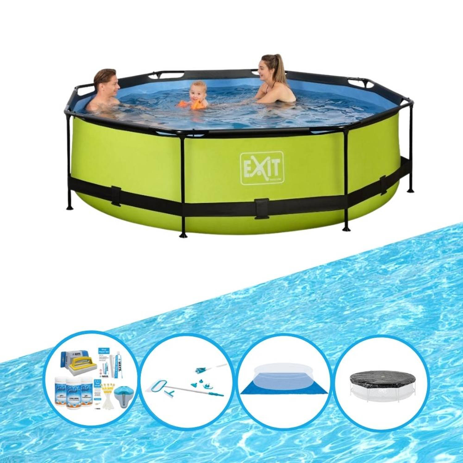 EXIT Zwembad Lime - Frame Pool ø300x76cm - Compleet zwembadpakket