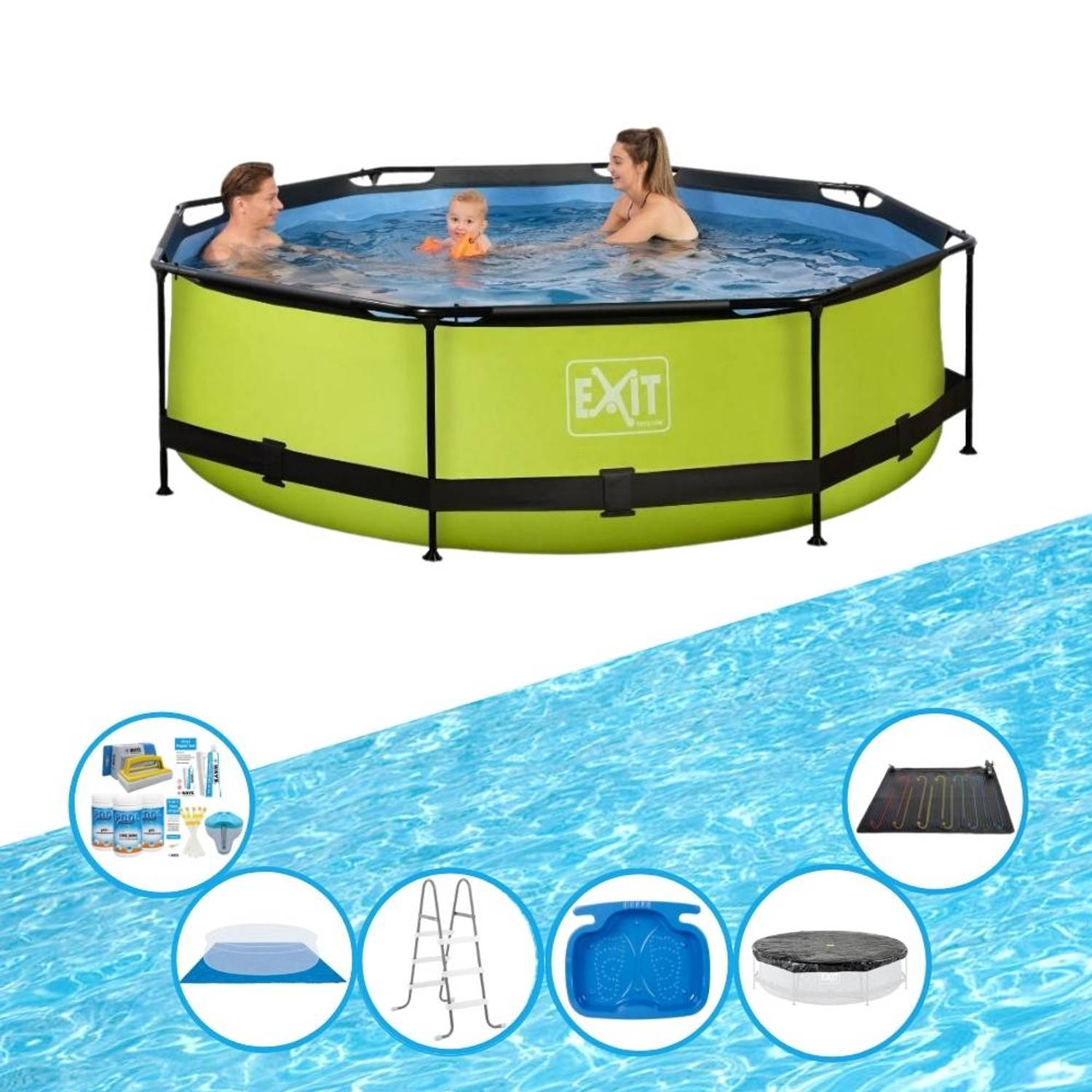 EXIT Zwembad Lime - Frame Pool ø300x76cm - Inclusief toebehoren