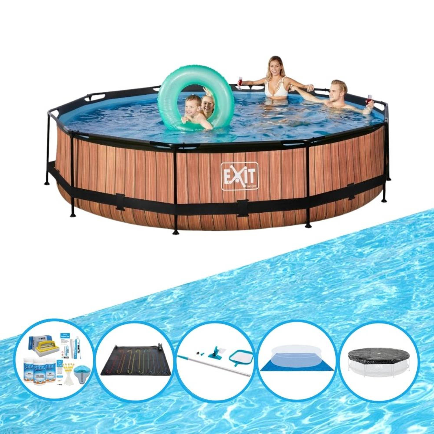 Exit Zwembad Timber Style Frame Pool ø360x76cm Inclusief Accessoires