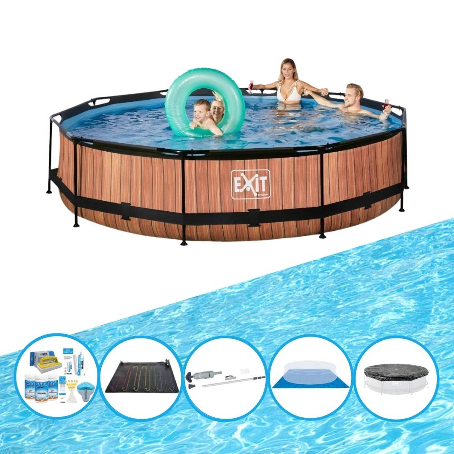 Exit Zwembad Timber Style Frame Pool ø360x76cm Met Accessoires
