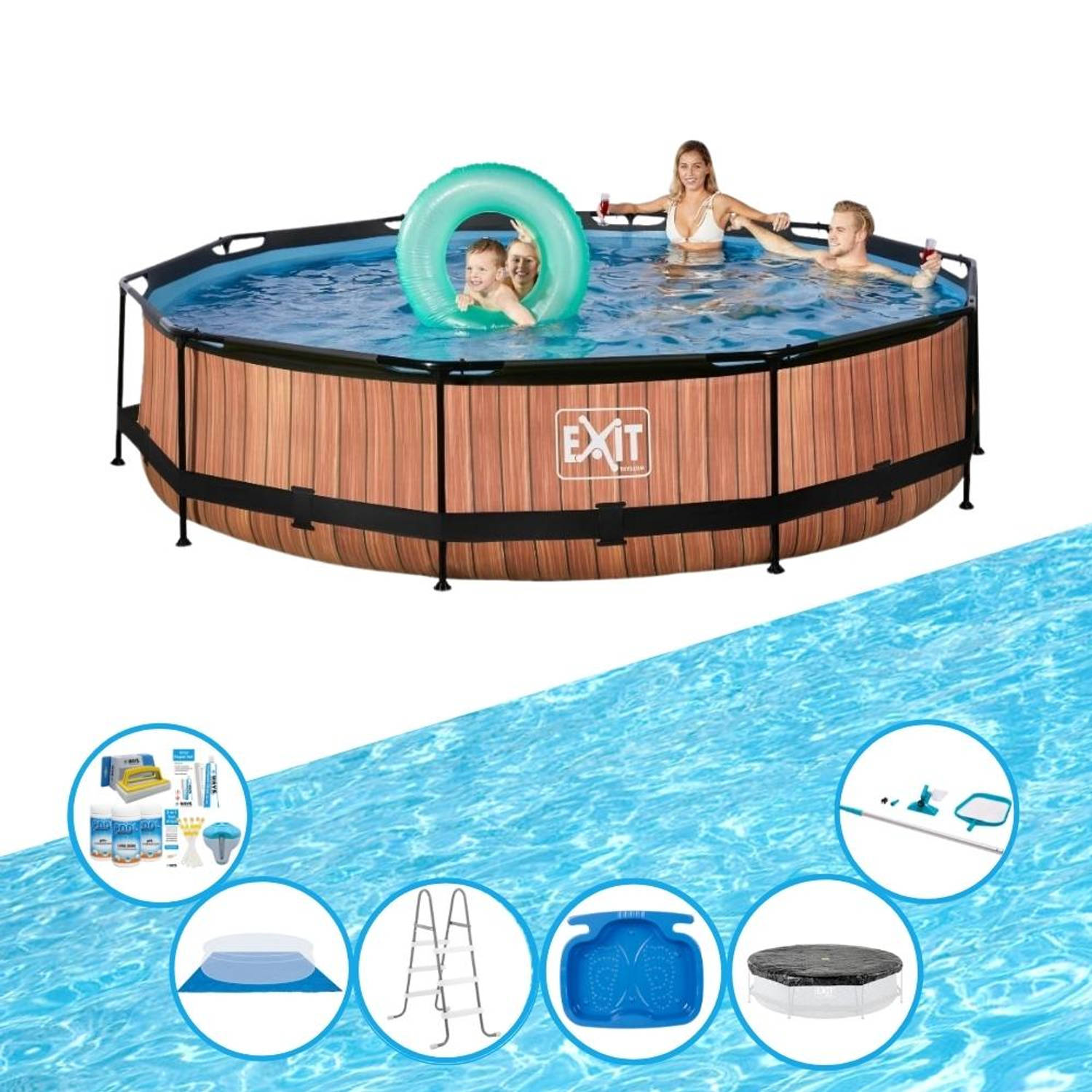 EXIT Zwembad Timber Style - Frame Pool ø360x76cm - Met toebehoren