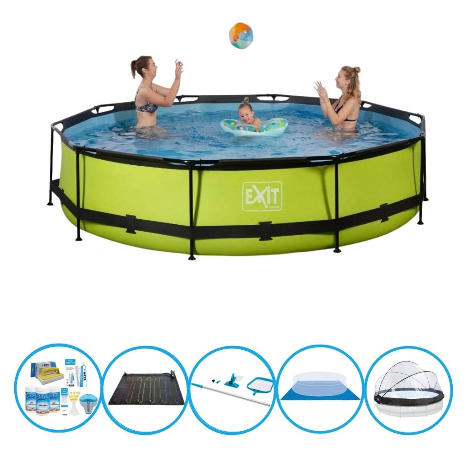 EXIT Zwembad Lime - ø360x76 cm - Frame Pool - Inclusief accessoires