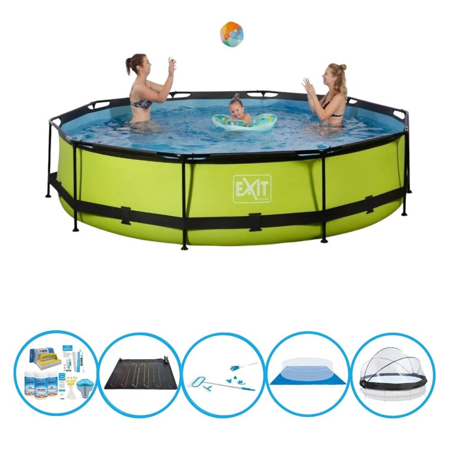 EXIT Zwembad Lime - ø360x76 cm - Frame Pool - Inclusief bijbehorende accessoires