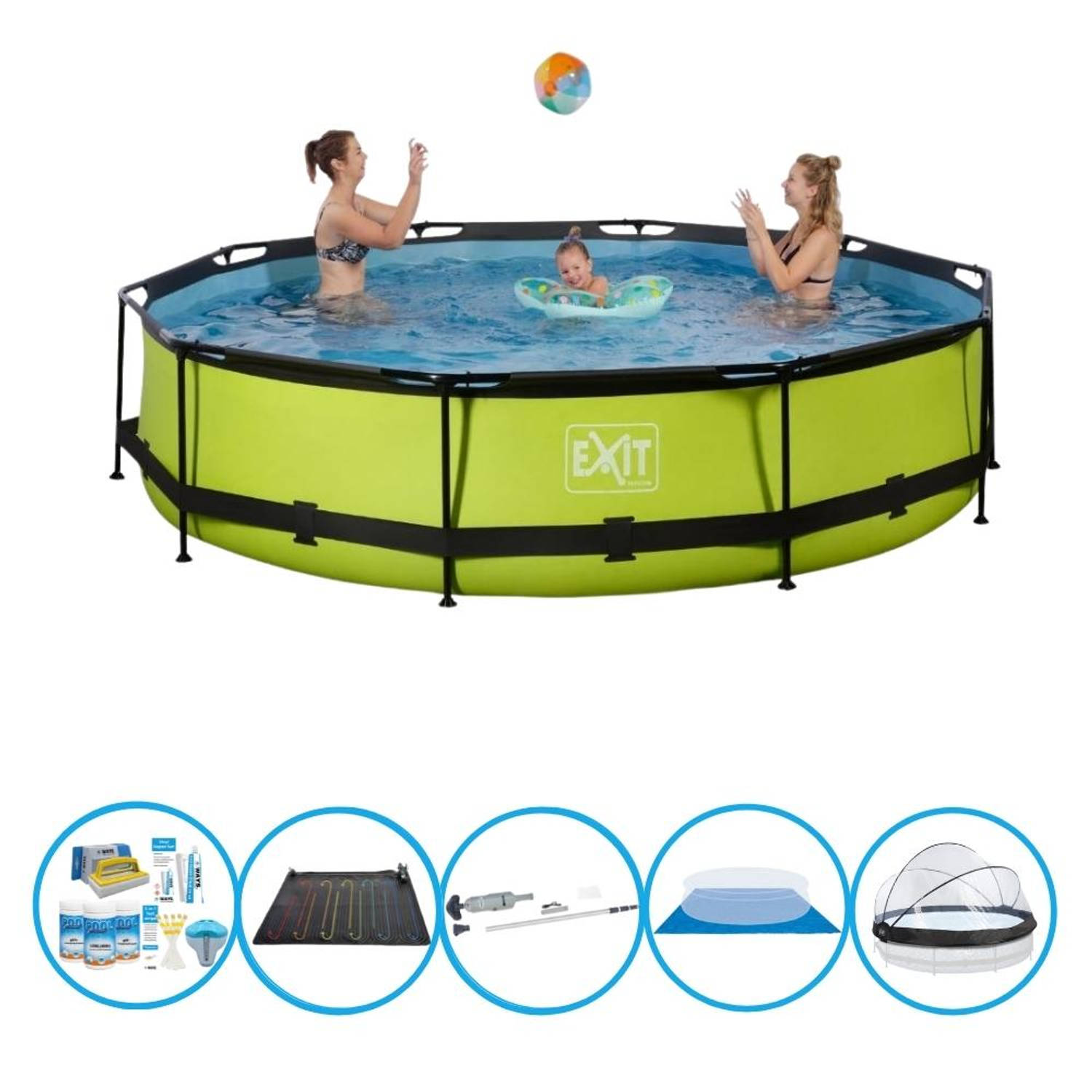 EXIT Zwembad Lime - ø360x76 cm - Frame Pool - Met accessoires